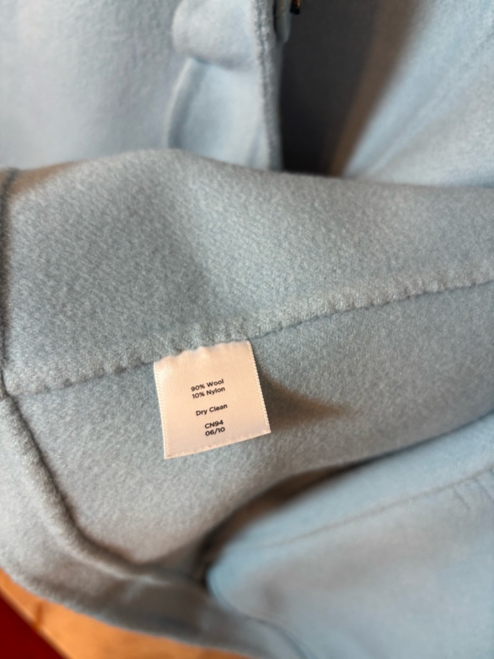 Talbots Pale Blue Collarless Ruffle Detail Coat - Picture 5 of 6